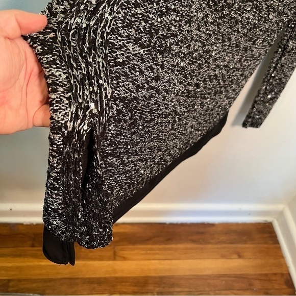 Apt. 9 Asymmetrical Crewneck Sequin Sweater Black Gray - Picture 8 of 14